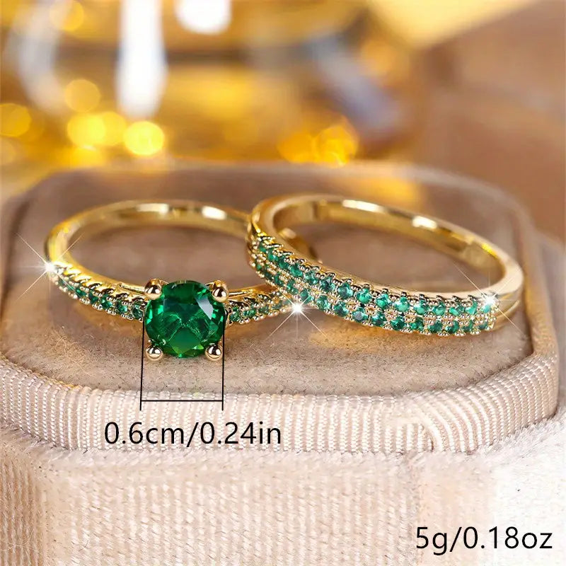 Gold Smaragd Duo Ring Set