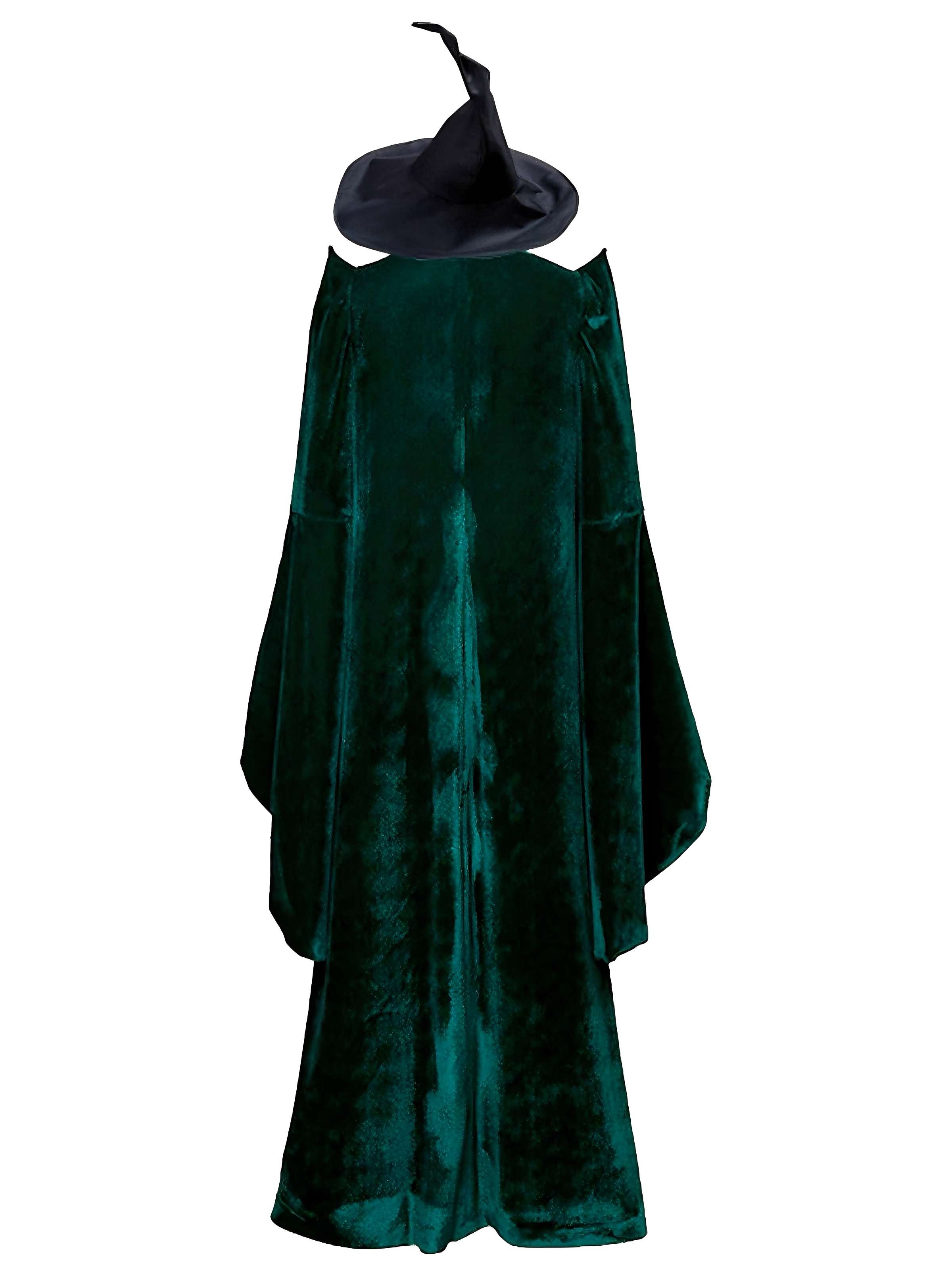 Grün 1970er Halloween Samt Hexe Kostüm Mantel
