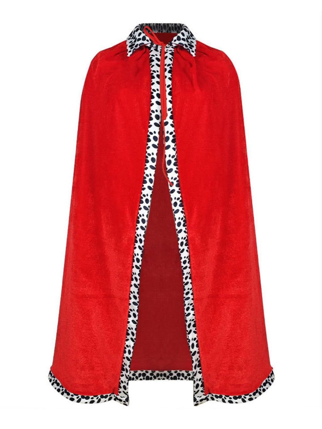 Rot 1930er Cruella Dalmatian Trimmed Krawattenhals Cape