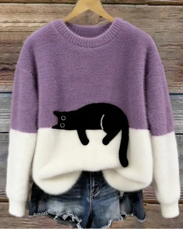 Luna - Damen Pullover mit Katzenmotiv