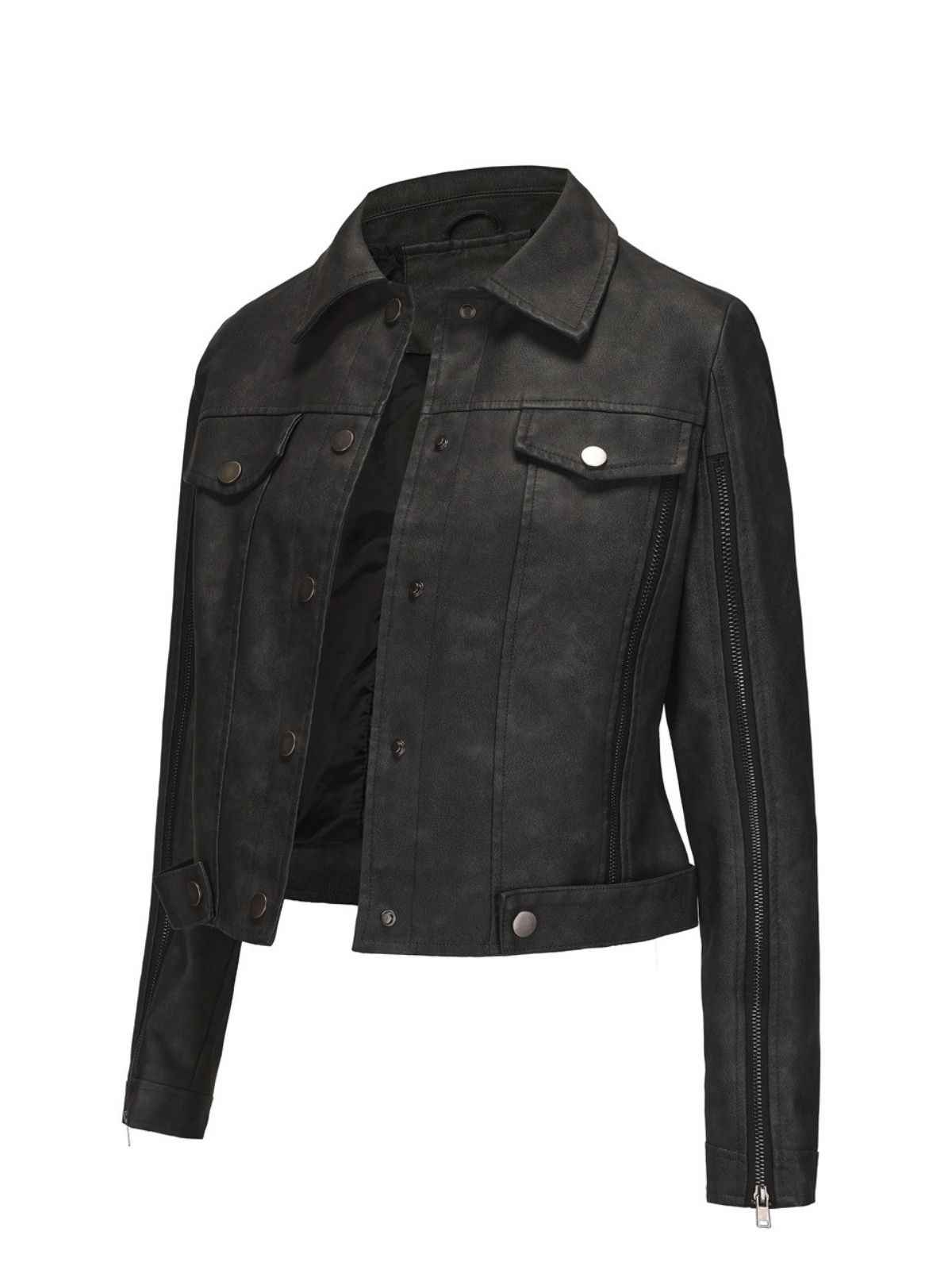 1960s Leder Multi-Zip Moto Jacke