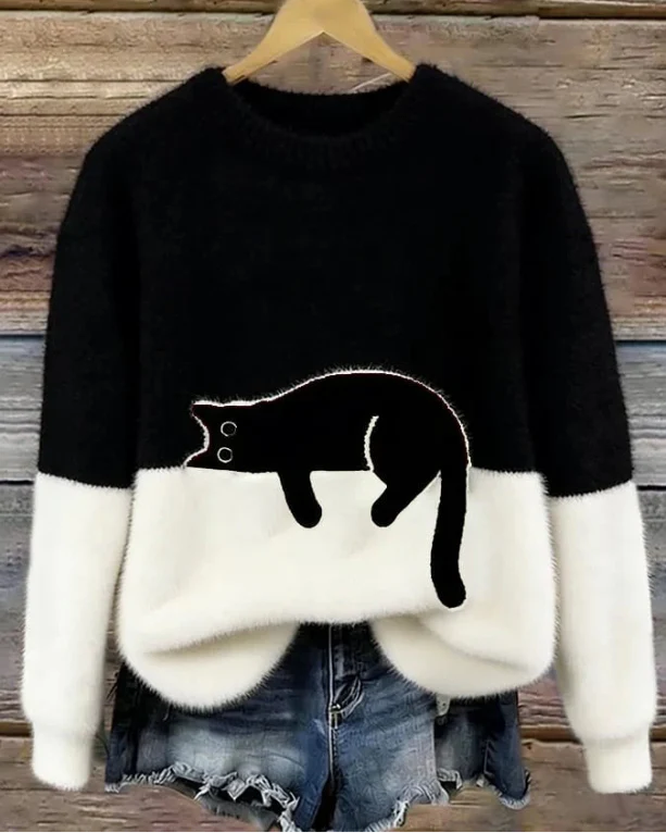 Luna - Damen Pullover mit Katzenmotiv