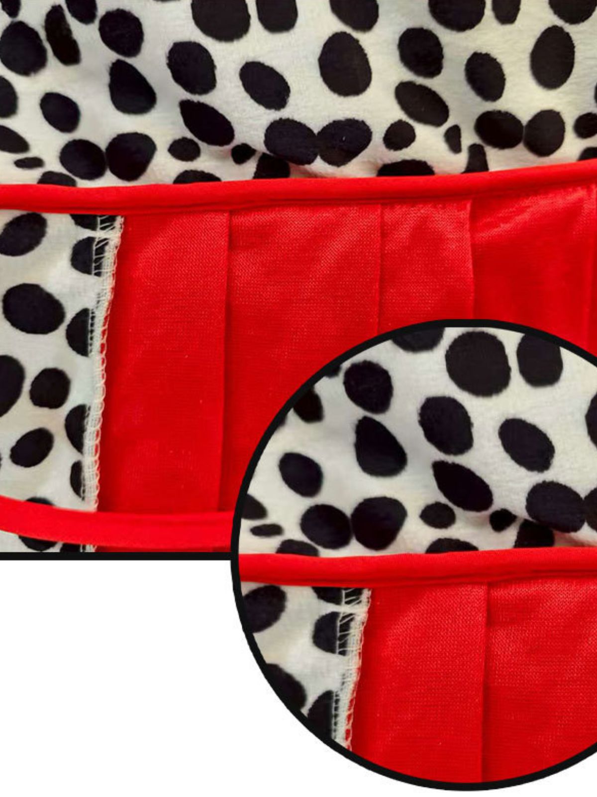 Rot 1930er Cruella Dalmatian Trimmed Krawattenhals Cape