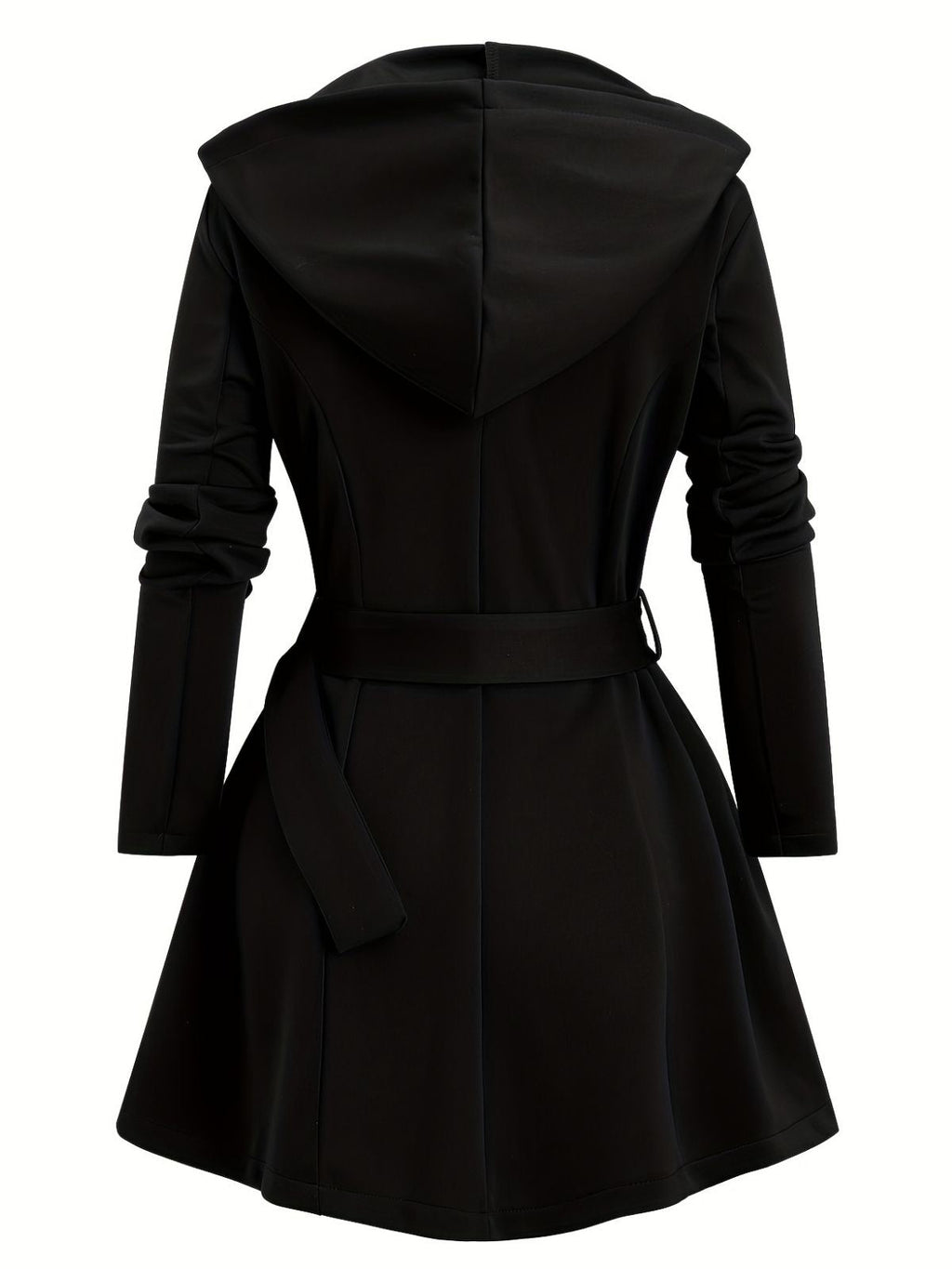 1960er Punk Hooded Zipper Gürtel Midi Jacke