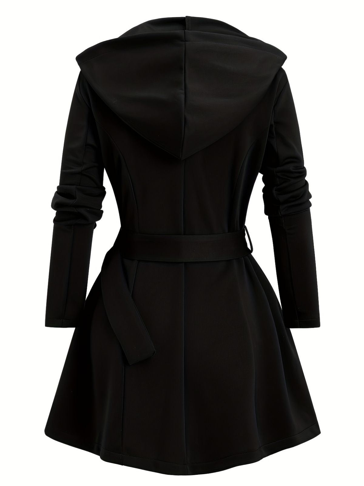 1960er Punk Hooded Zipper Gürtel Midi Jacke