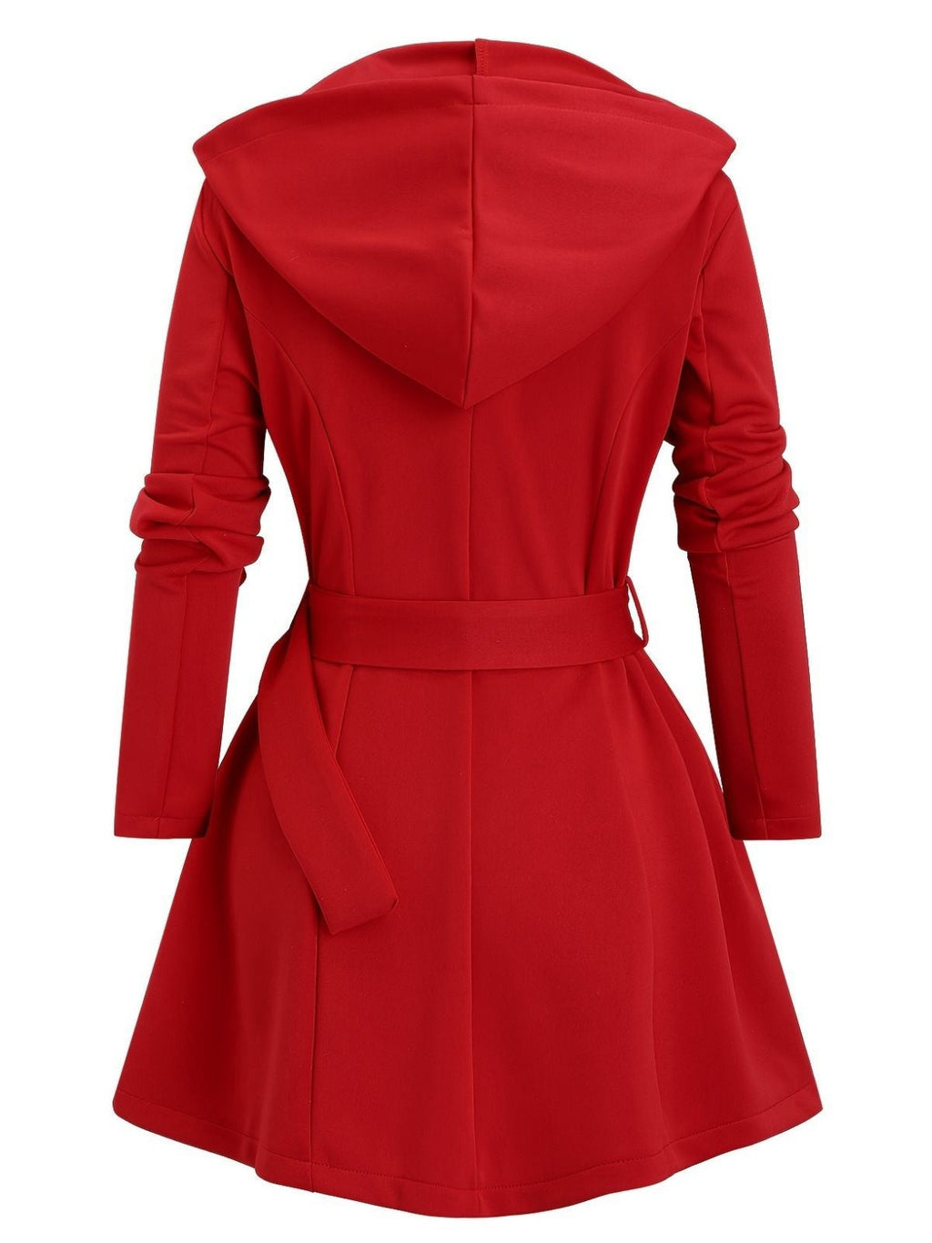 1960er Punk Hooded Zipper Gürtel Midi Jacke