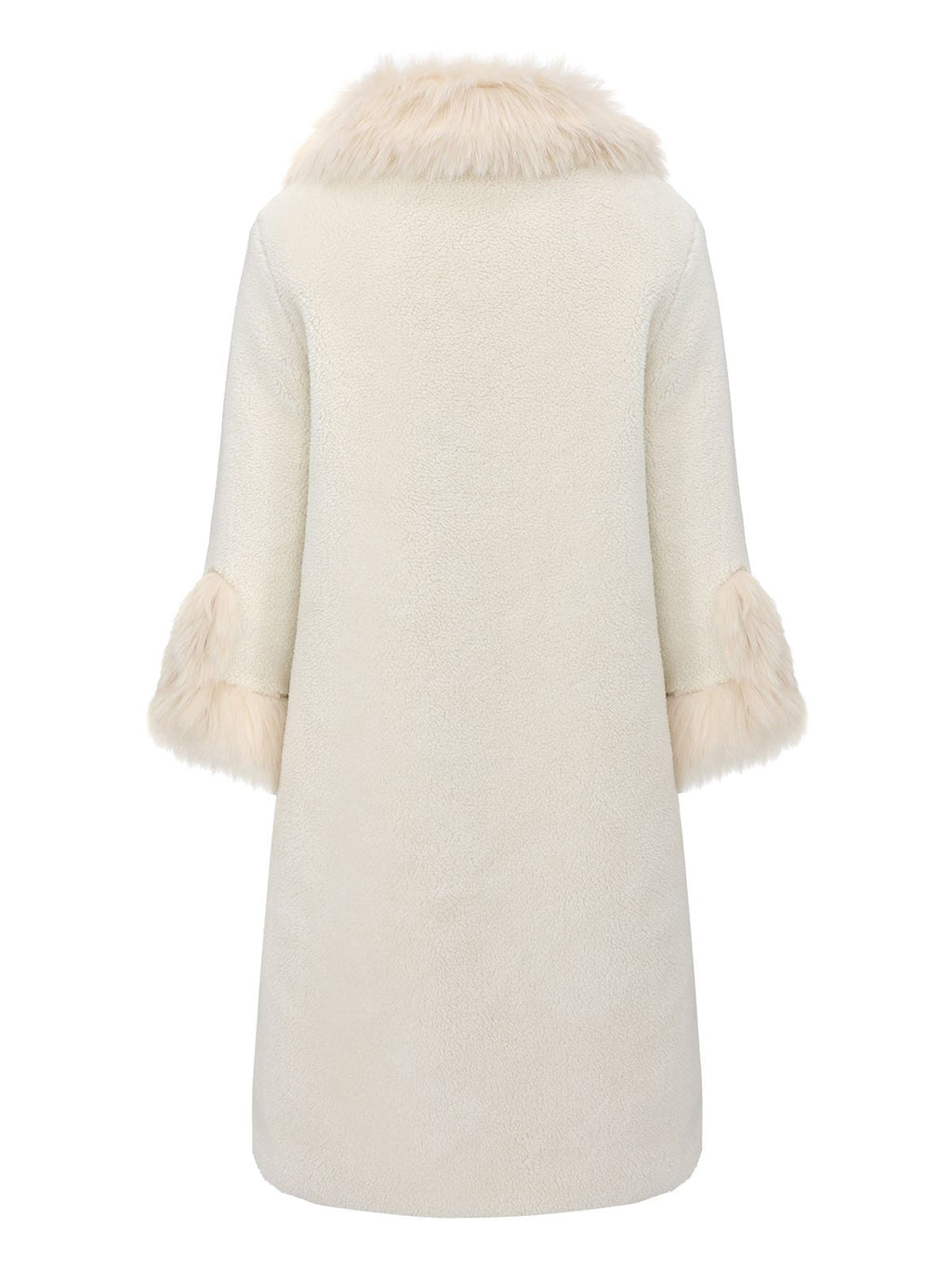 Weiß 1980er Kunst Pelz Kragen Lang Mantel