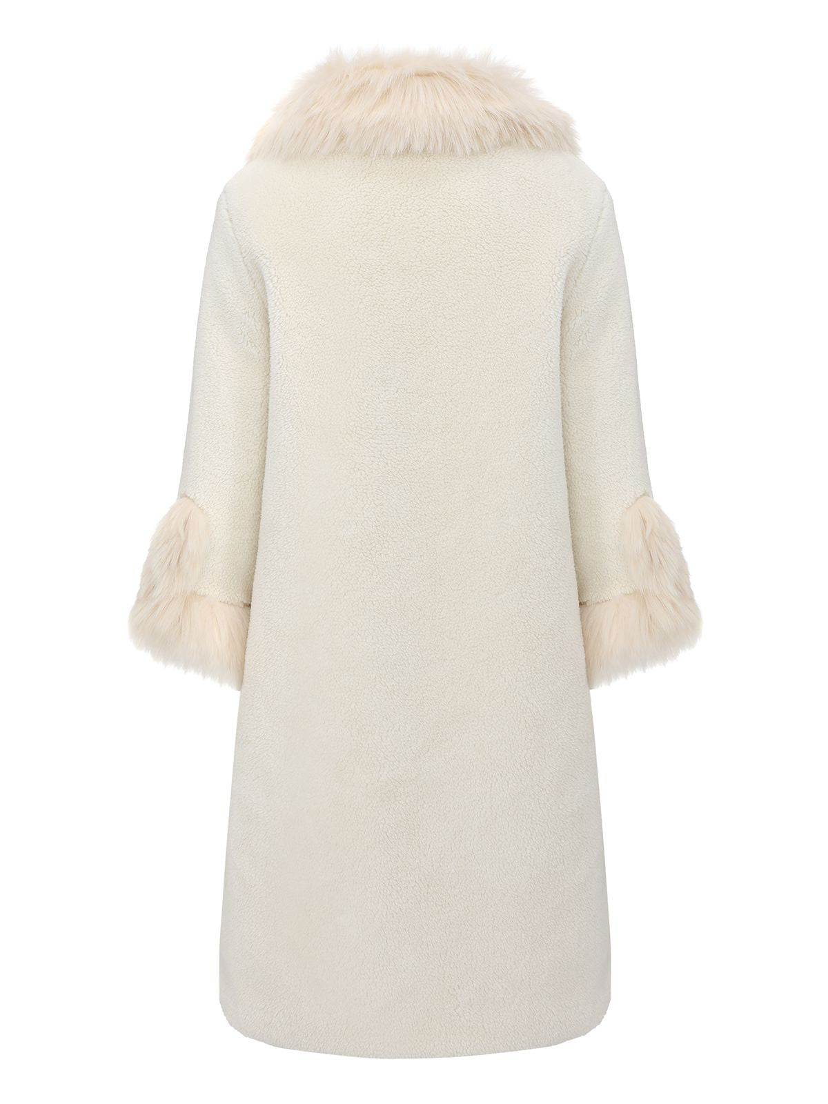 Weiß 1980er Kunst Pelz Kragen Lang Mantel