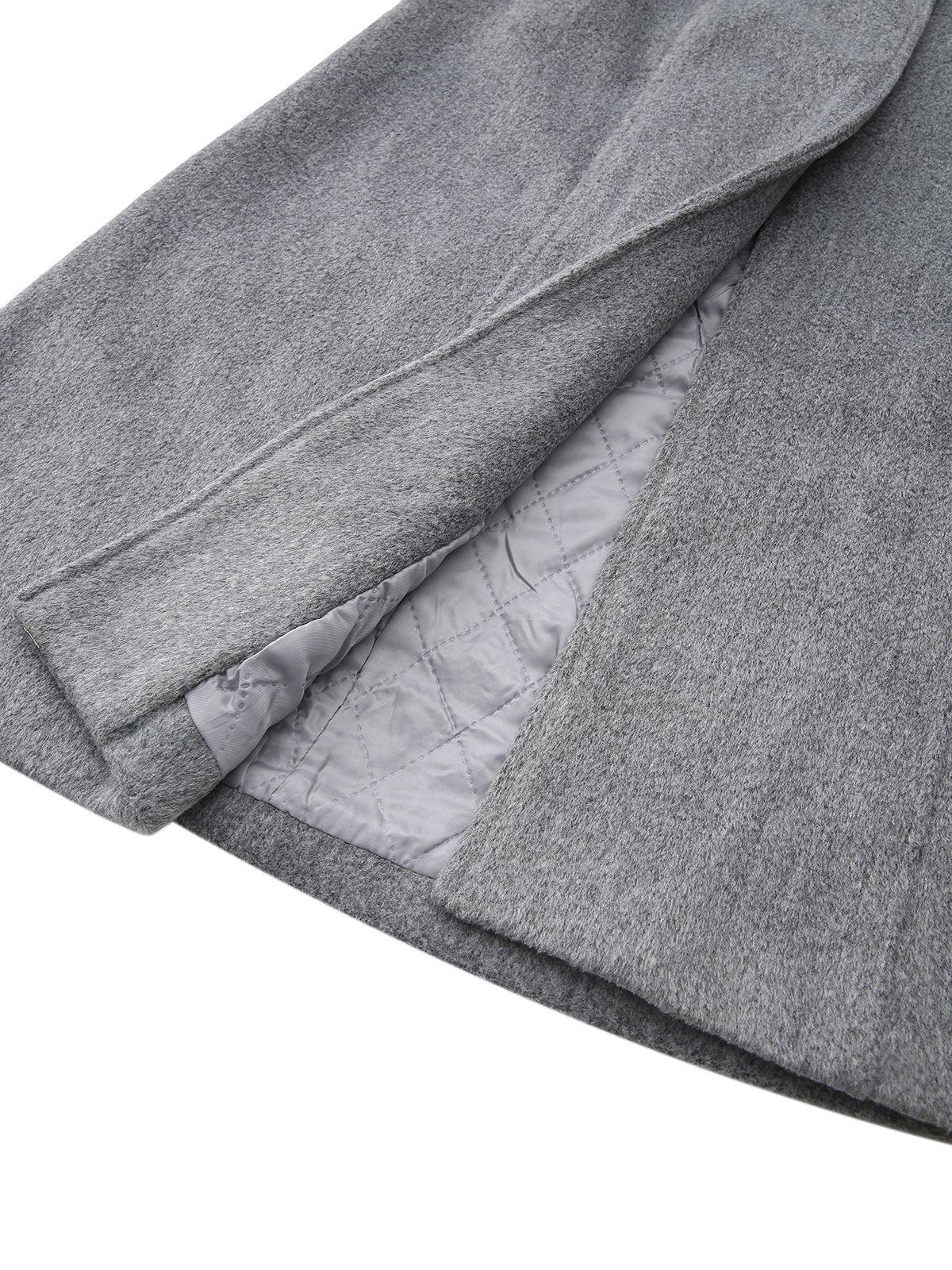 Dunkelgrau 1980er Pelz Besatz Kunstwolle Mantel