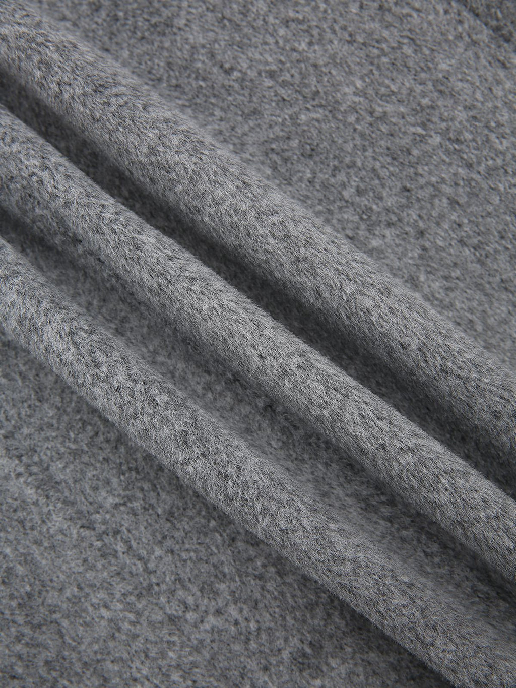 Dunkelgrau 1980er Pelz Besatz Kunstwolle Mantel