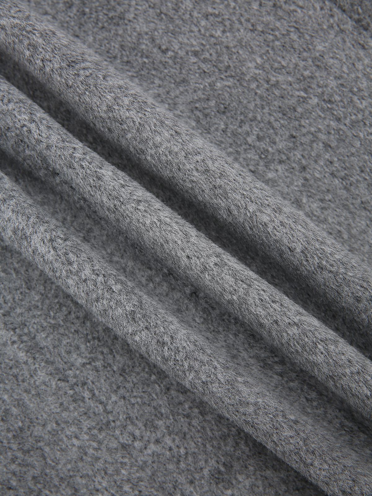 Dunkelgrau 1980er Pelz Besatz Kunstwolle Mantel