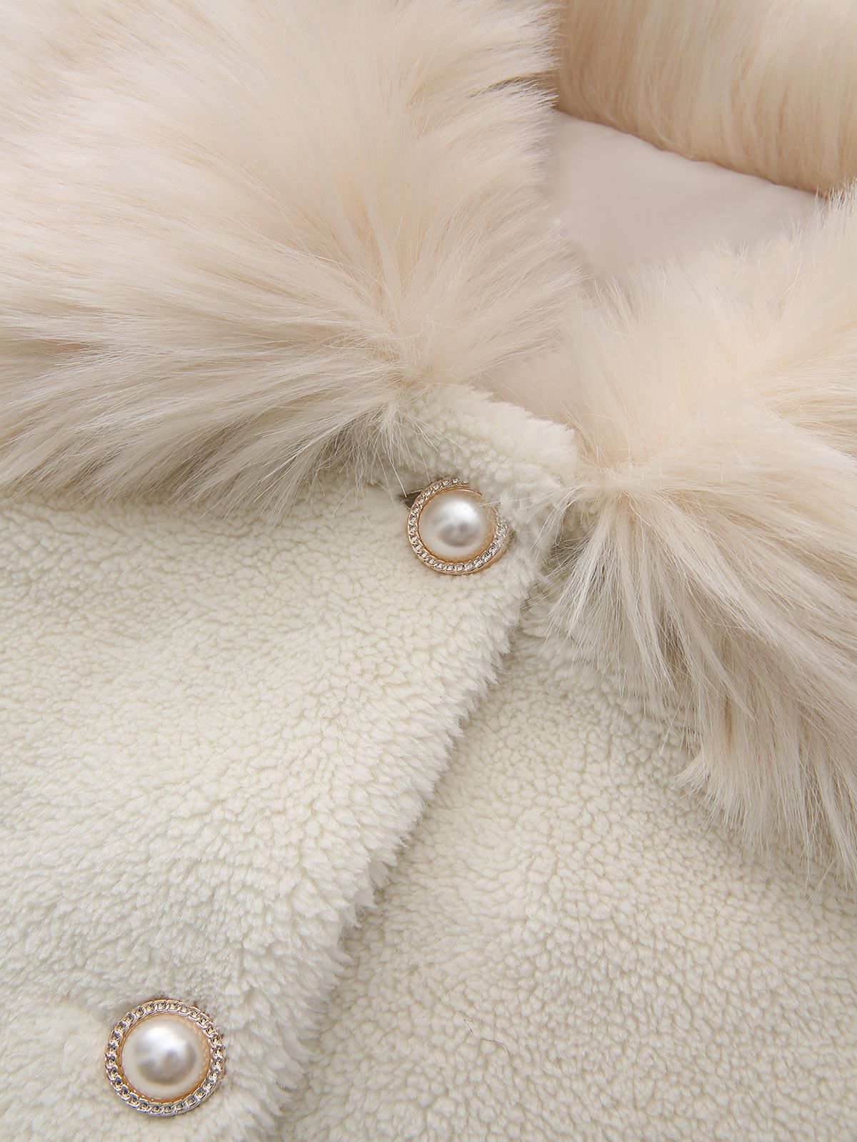 Weiß 1980er Kunst Pelz Kragen Lang Mantel