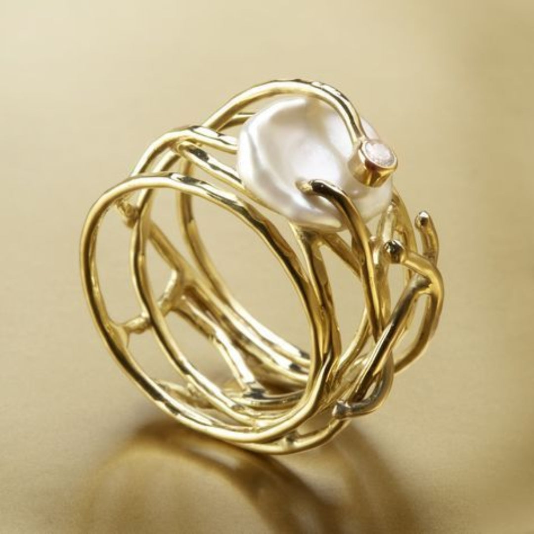 Vintage Pearl Gold Ring