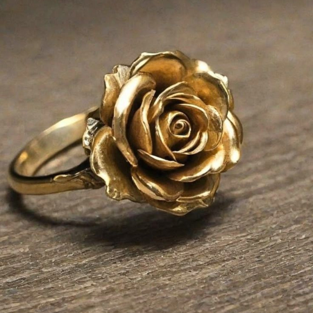 Zeitloser Ring mit Goldblumen-Motiv