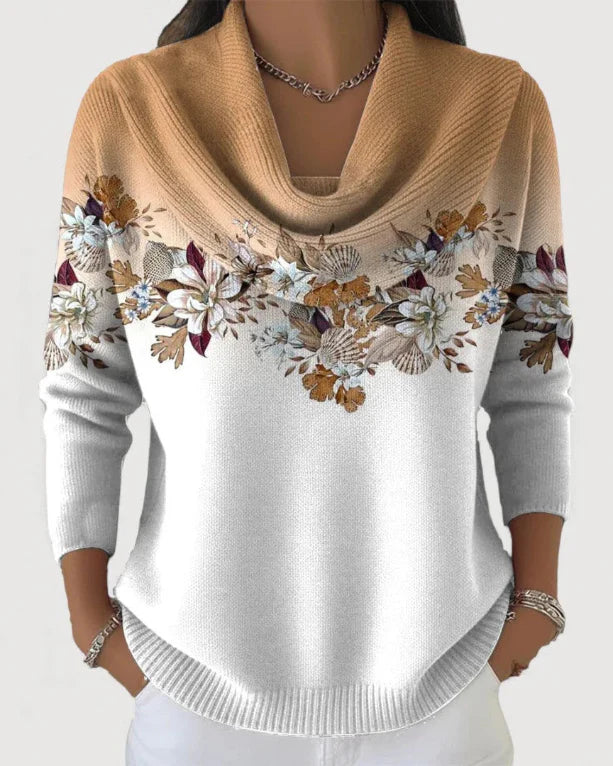 Linara - Blumenpullover mit Weichem Kragen
