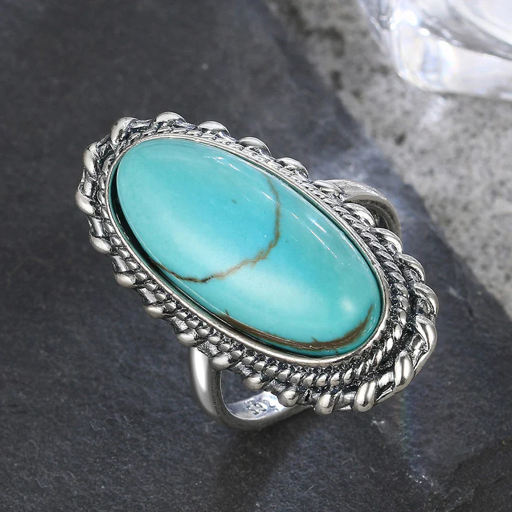 Antique Sterling Silver Turquoise Statement Ring