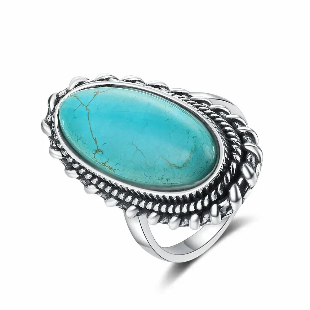 Antique Sterling Silver Turquoise Statement Ring