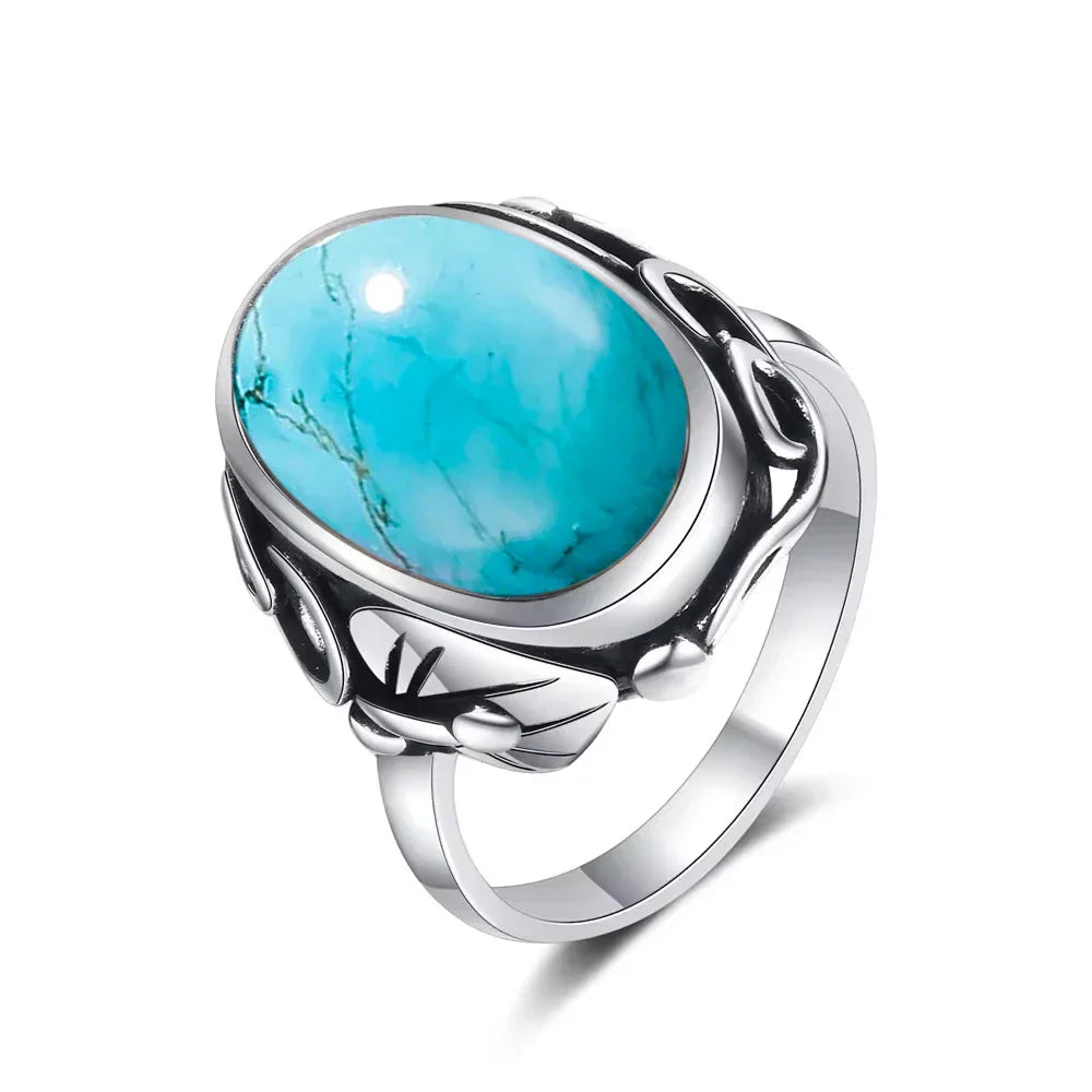 Antique Sterling Silver Turquoise Statement Ring