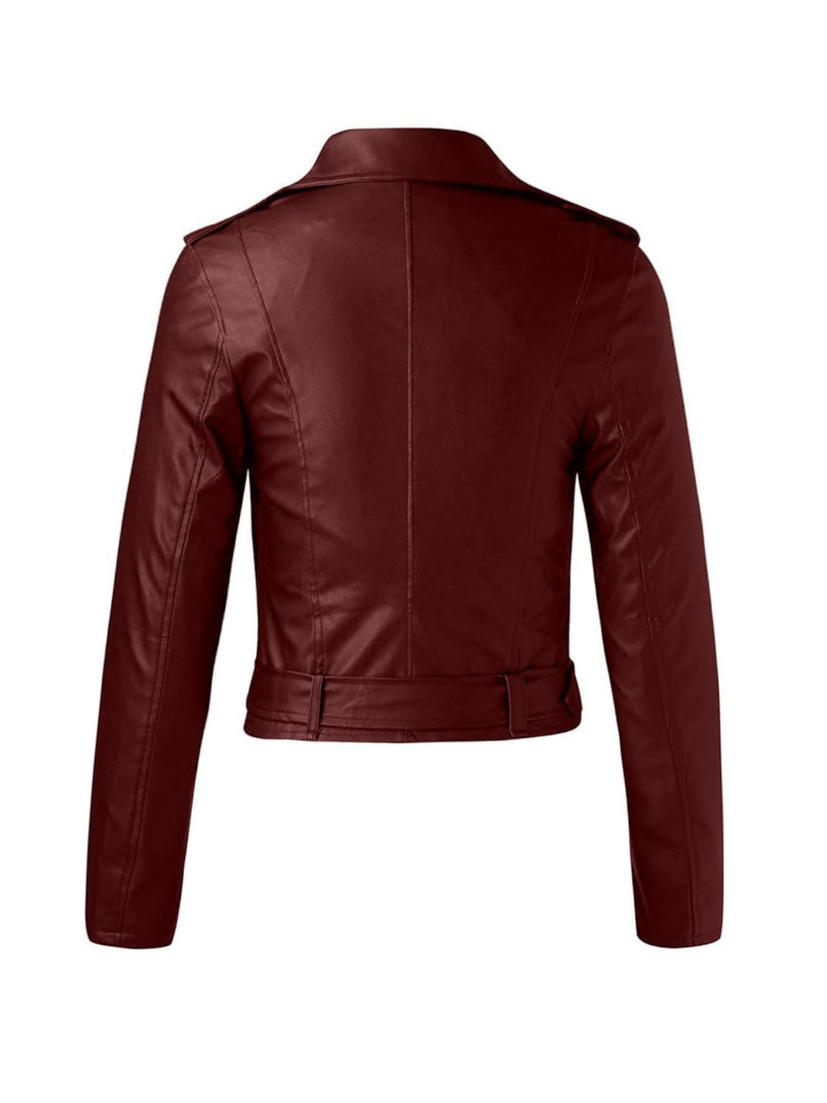 1980er Solide Revers PU Leder Gürtel Kurze Jacke