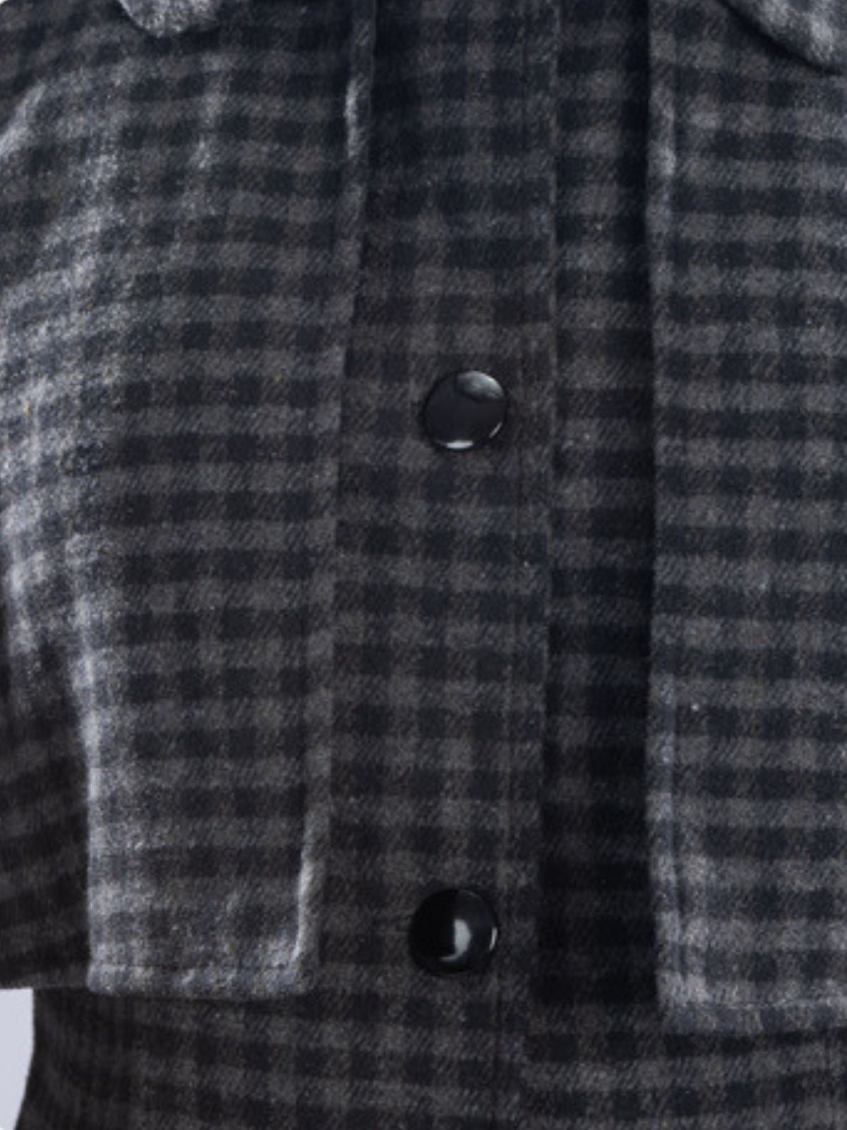 Grau 1950er Halloween Wednesday Plaid Faux-Wolle Cape Mantel