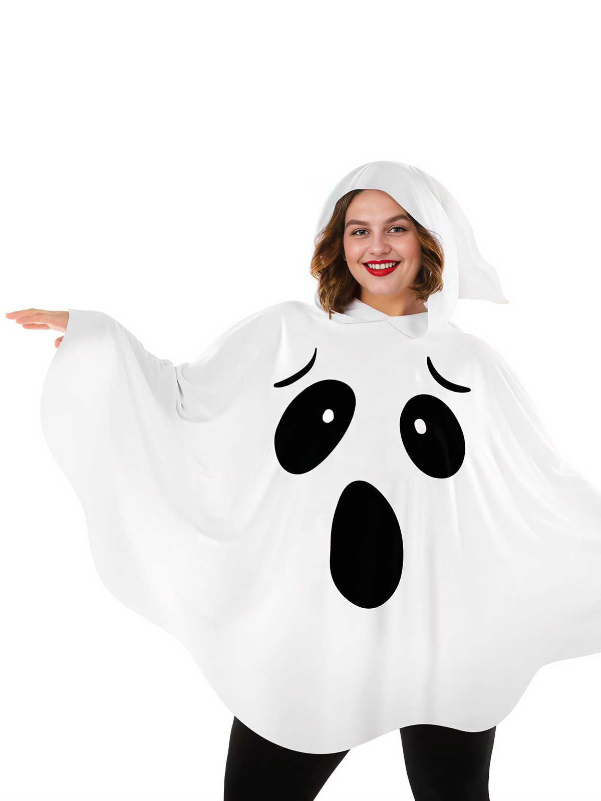 Weiß 1970er Halloween Geist Hooded Cape