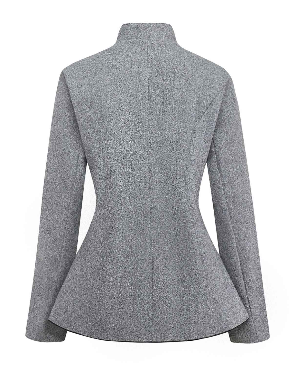 Grau 1940er Kunstwolle Stehkragen Tasten Jacke