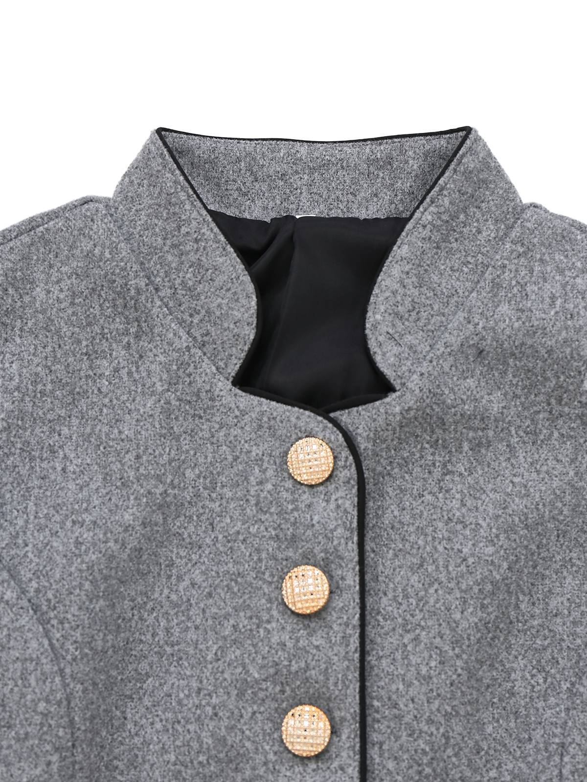 Grau 1940er Kunstwolle Stehkragen Tasten Jacke