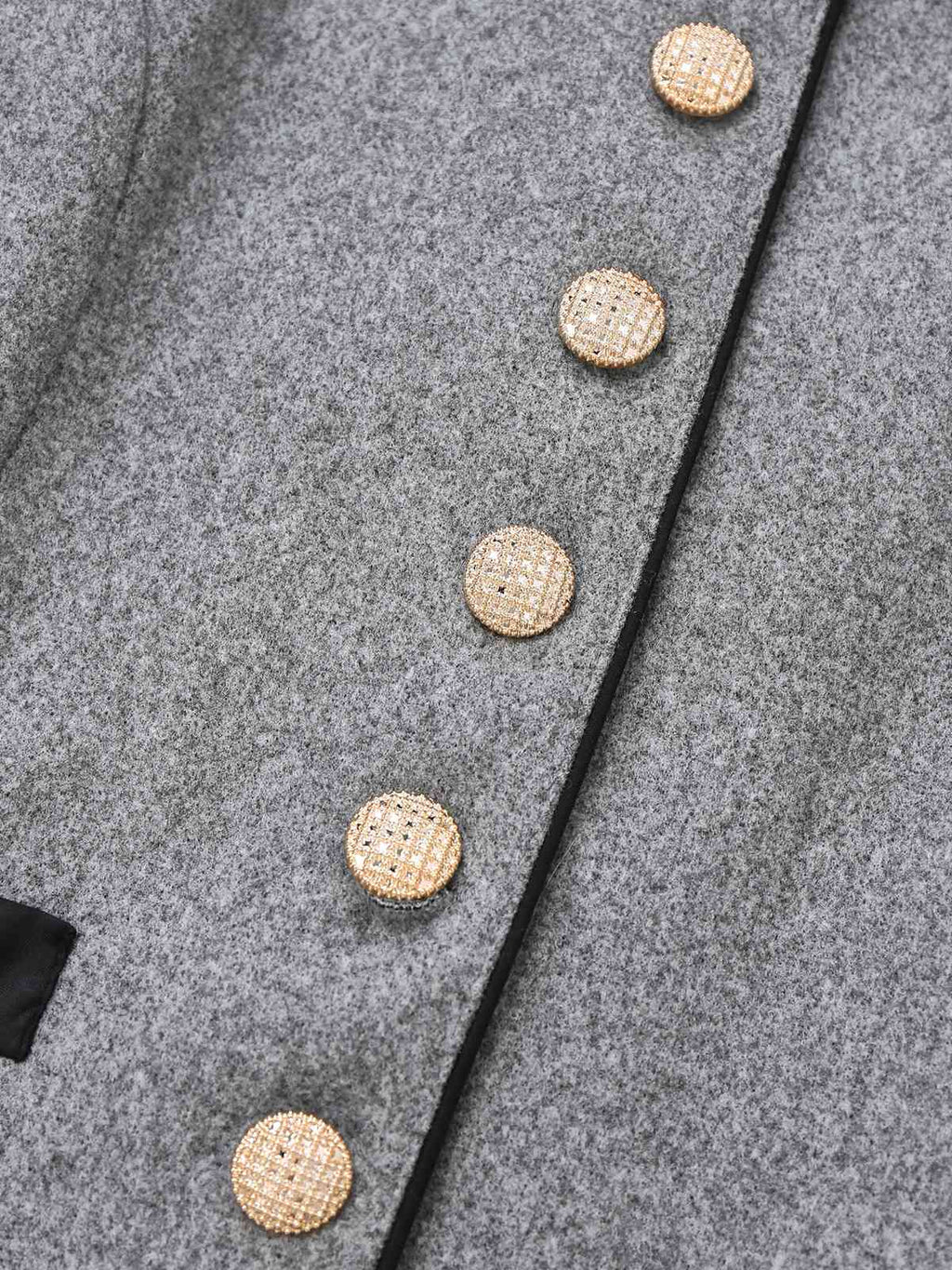 Grau 1940er Kunstwolle Stehkragen Tasten Jacke