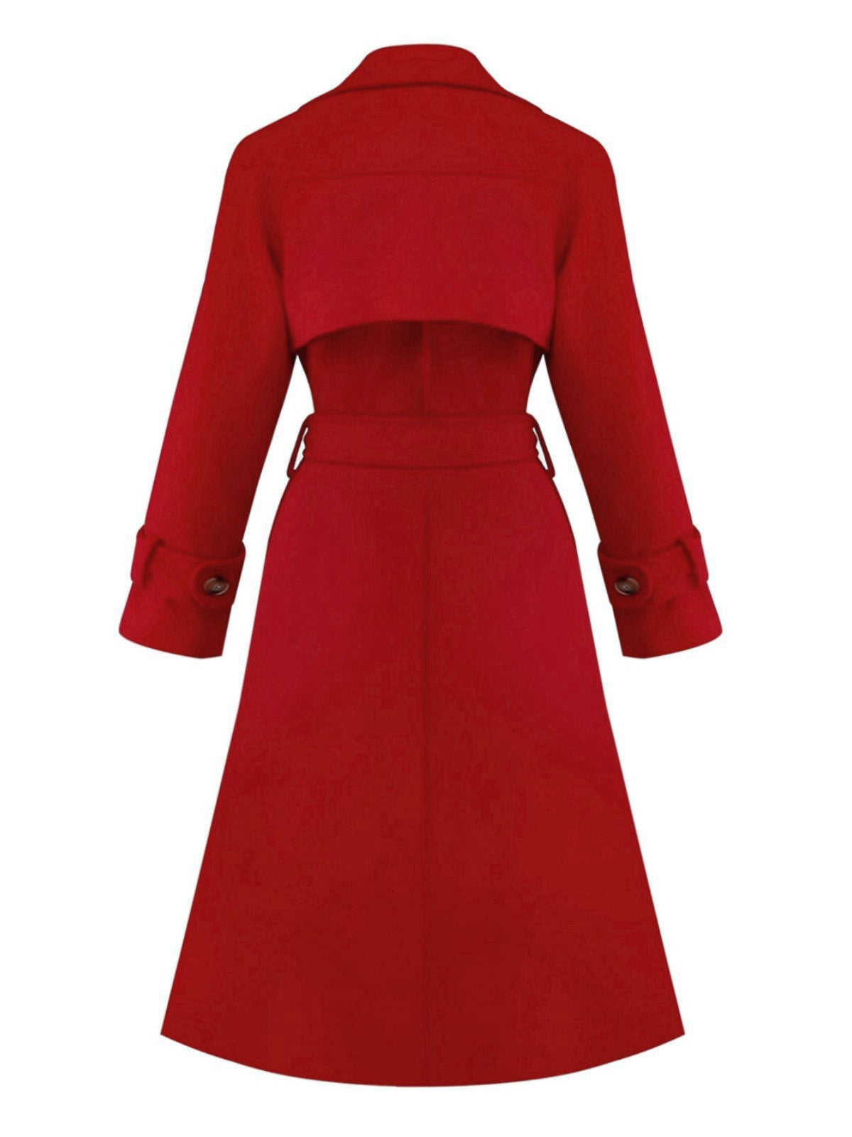 1950er Solide Zweireihiger Revers Trench Mantel