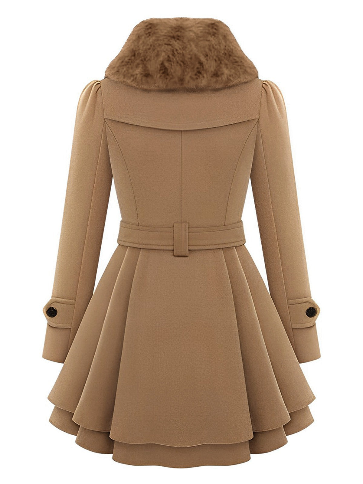 Weihnachten Pelzkragen Taillierter Winter Mantel