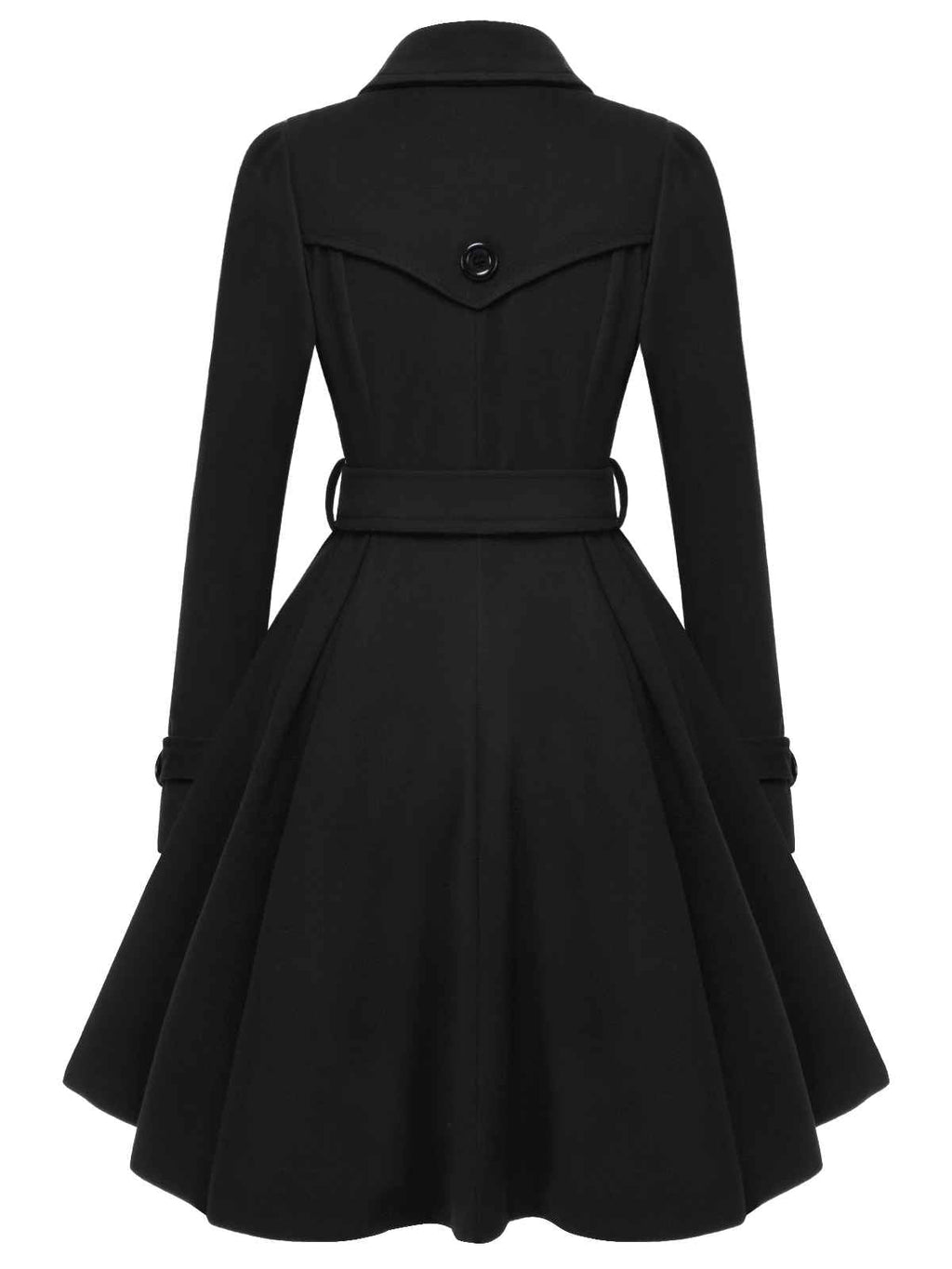 Schwarz 1950er Solide Farbe Revers Schmaler Mantel