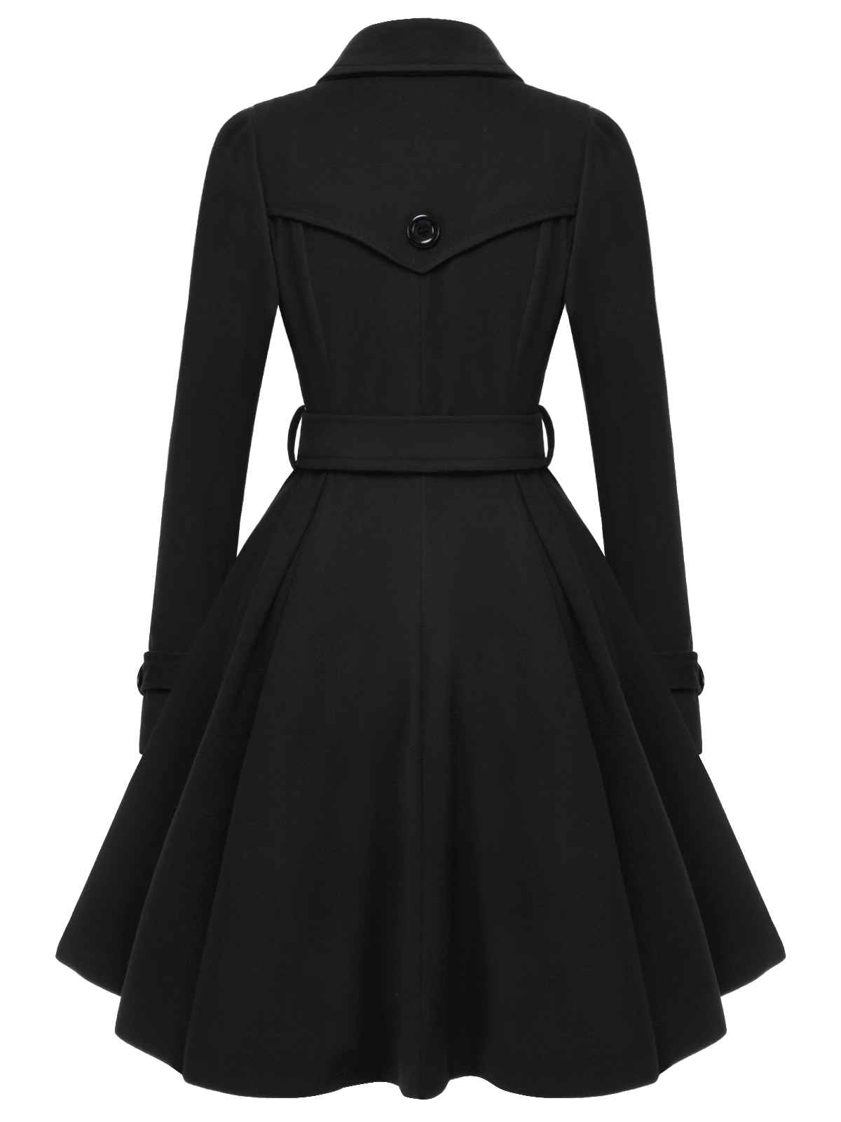 Schwarz 1950er Solide Farbe Revers Schmaler Mantel