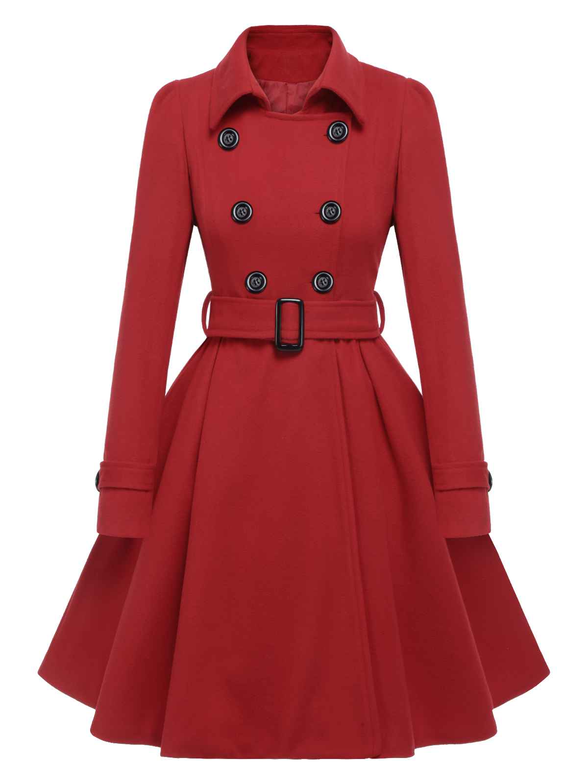 Schwarz 1950er Solide Farbe Revers Schmaler Mantel