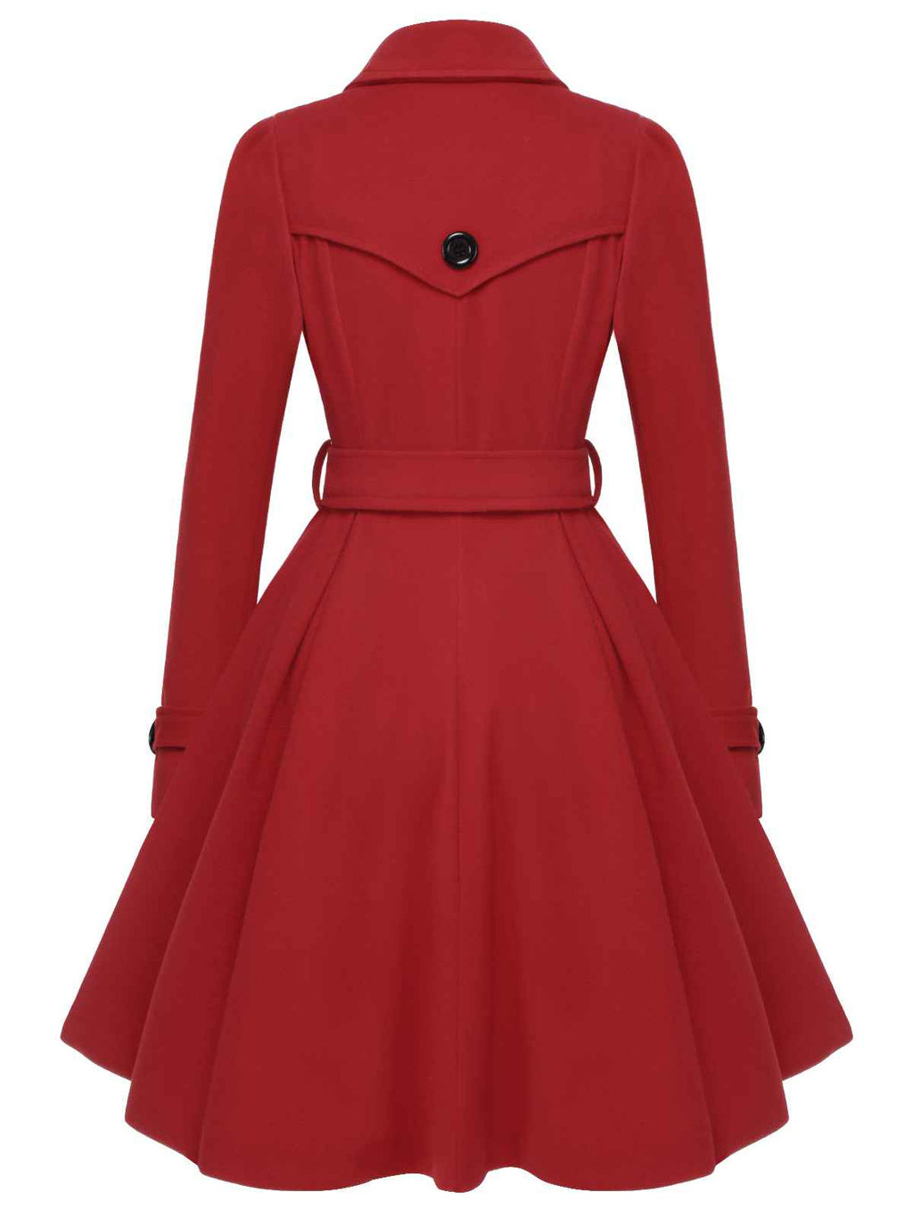 Schwarz 1950er Solide Farbe Revers Schmaler Mantel