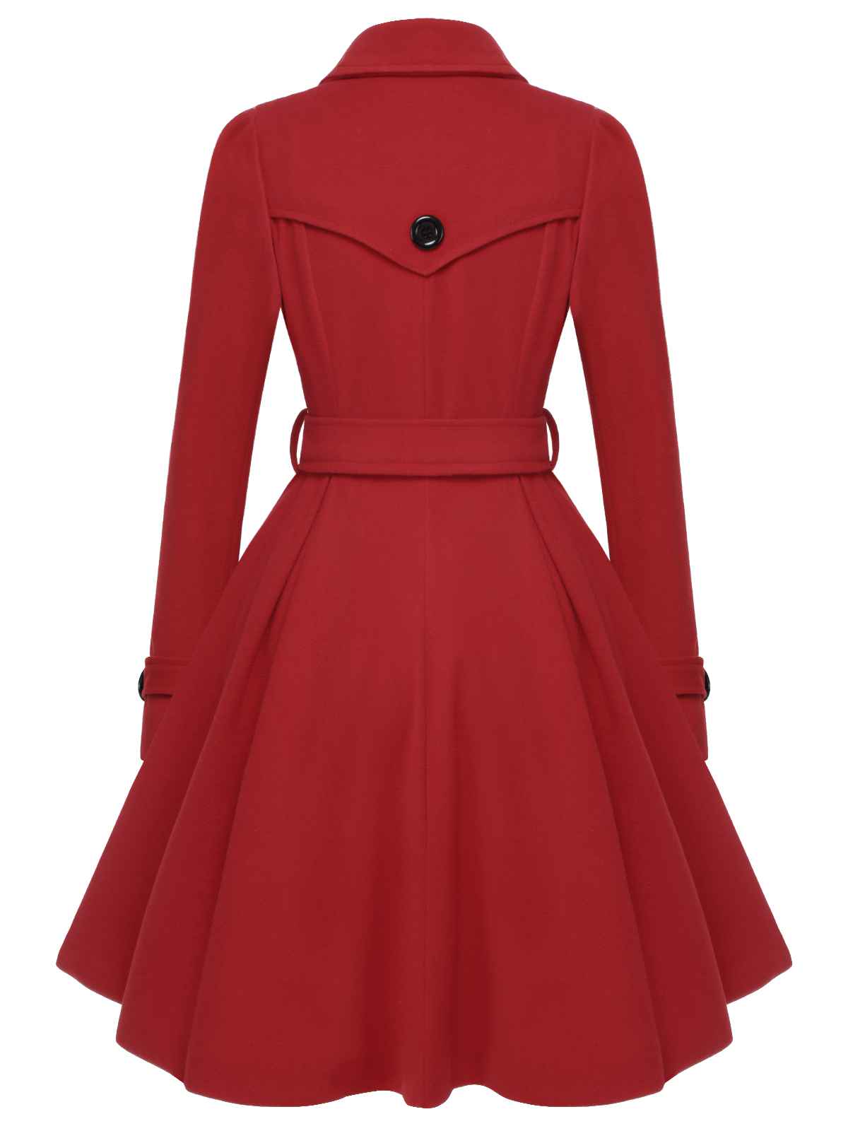 Schwarz 1950er Solide Farbe Revers Schmaler Mantel