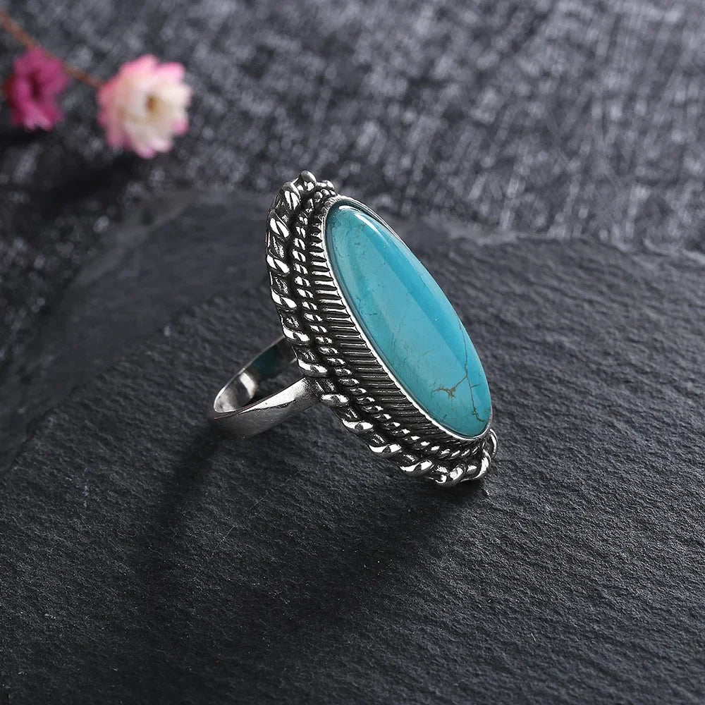 Antique Sterling Silver Turquoise Statement Ring