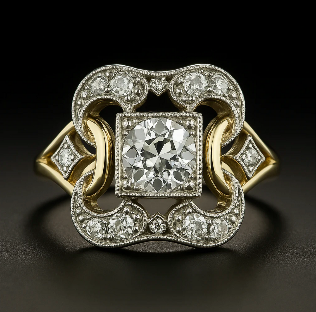 Vintage Zirkonia Goldring im klassischen Design