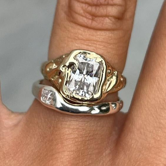 Gold und Silber Ring Set mit Heller Schicht