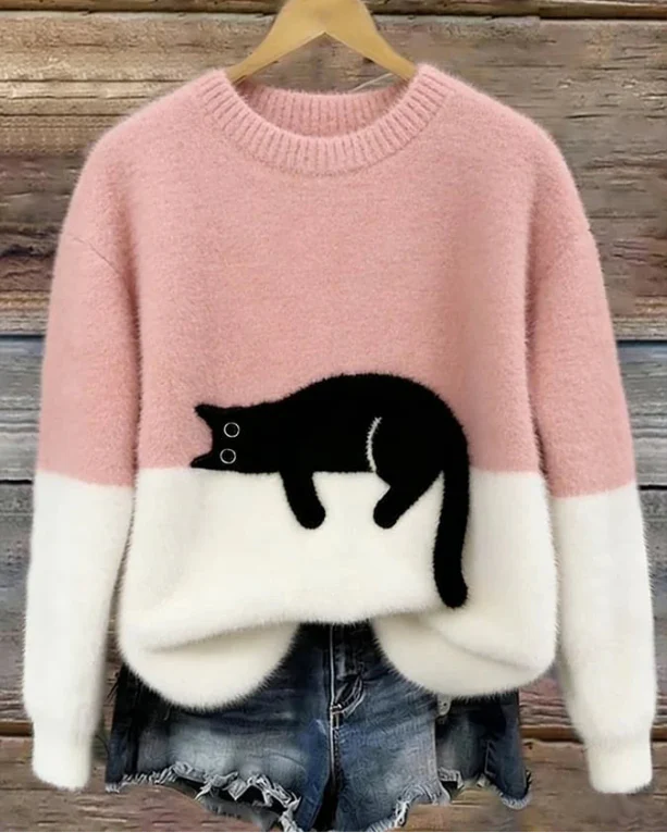 Luna - Damen Pullover mit Katzenmotiv