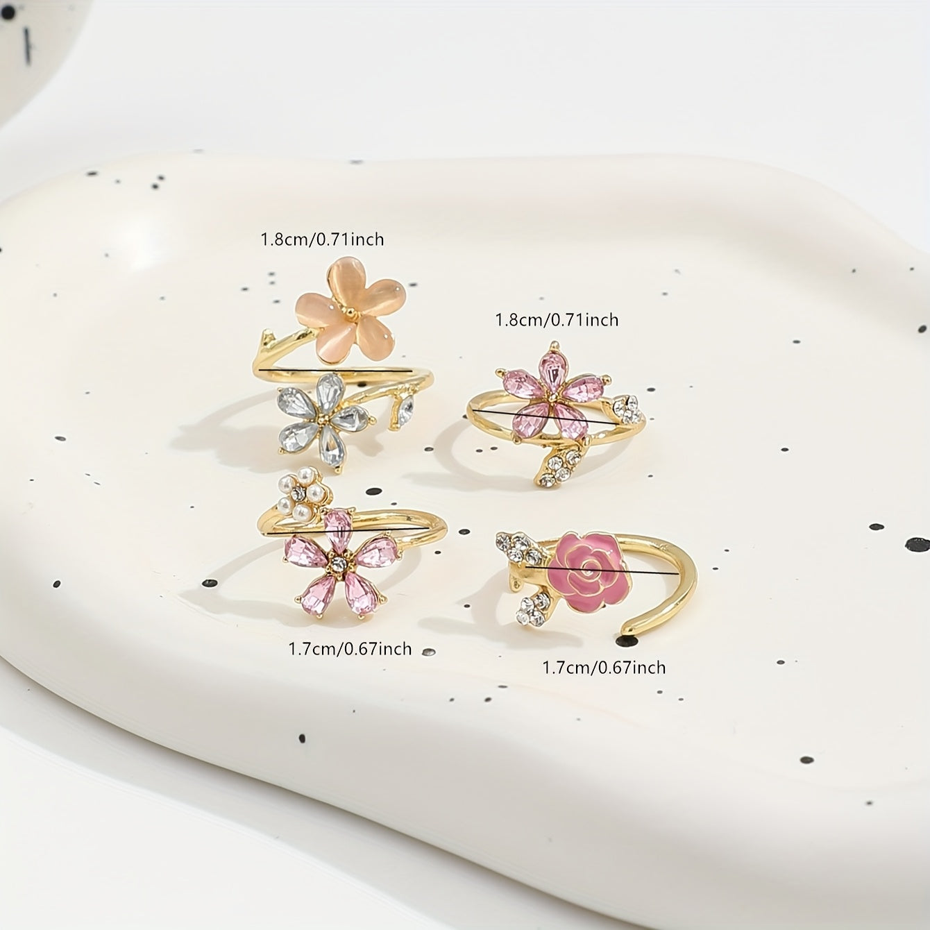 Set von Perlenringen mit Alloy und Strass