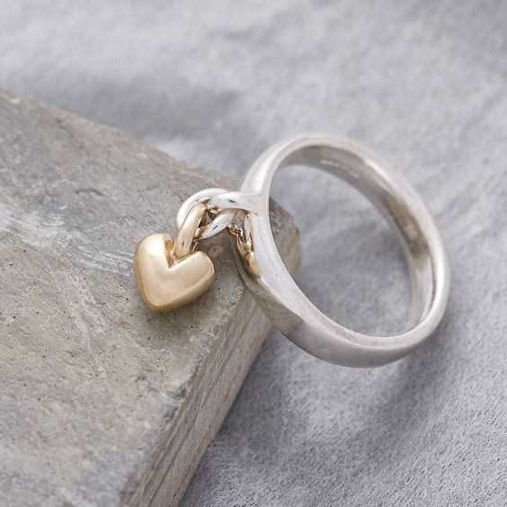 Vintage Herz Anhänger Silberring